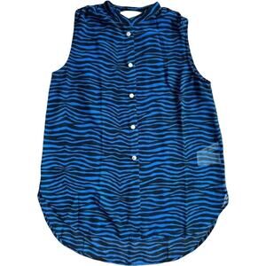Michael Kors Blue Black Stripes Sleeveless Top, S